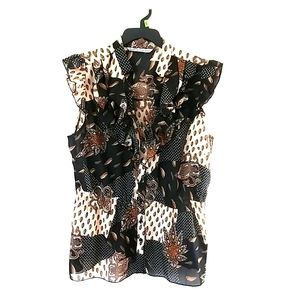 🥀 Black and Tan Blouse| Signature by Larry Lavine